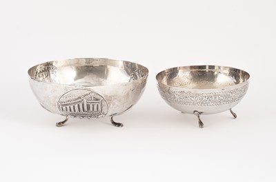 Lot 114 - Two white metal footed bowls