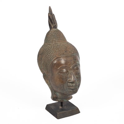 Lot 238 - A Thai-style bronze head of a Buddha