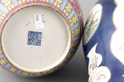 Lot 296 - Three Chinese vases converted to table lamps