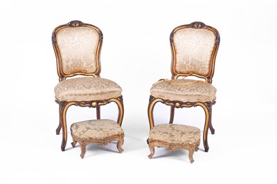 Lot 880 - A pair of mid Victorian walnut and parcel-gilt salon chairs