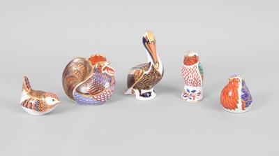 Lot 265 - Five Royal Crown Derby bird paperweights