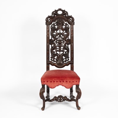 Lot 834 - A walnut high back chair