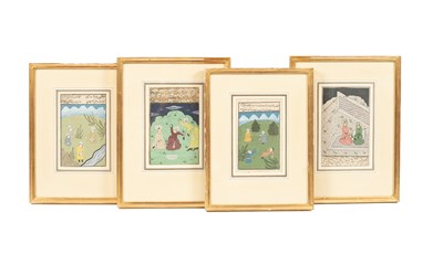 Lot 599 - A group of four Persian style miniatures