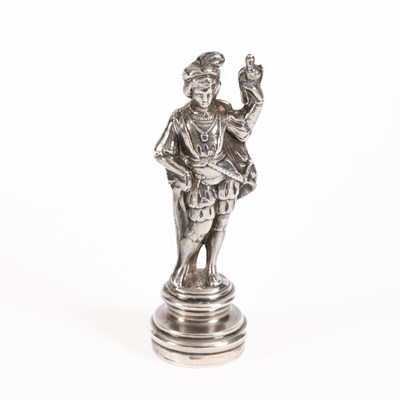 Lot 170 - A Victorian hollow silver figure of a falconer