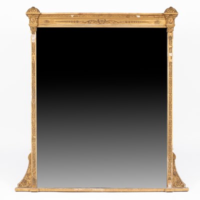 Lot 790 - A Neo Classical style overmantel gilt and gesso mirror