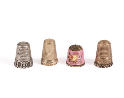 Lot 94 - Two unhallmarked yellow metal thimbles
