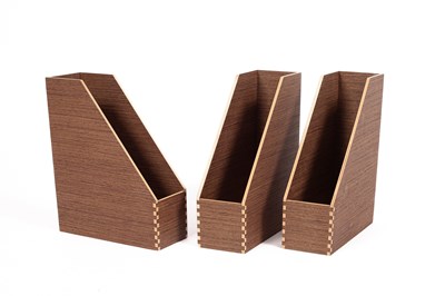 Lot 348 - Three vertical wooden desktop file holders