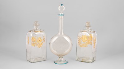 Lot 325 - Two Continental glass rectangular decanters and stoppers