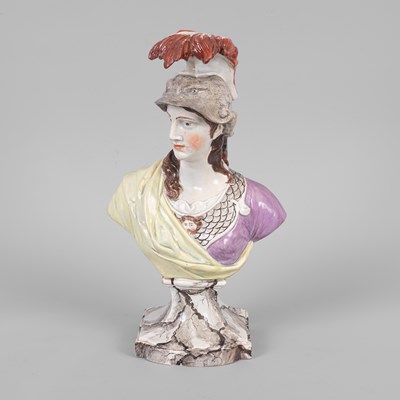 Lot 513 - A Staffordshire pearlware bust of Minerva