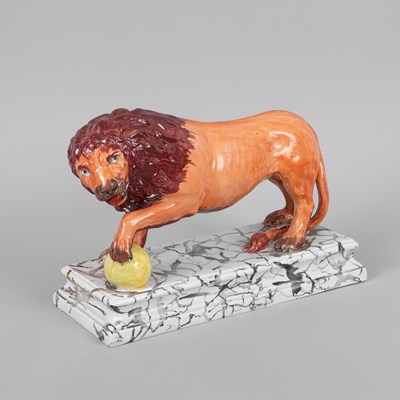 Lot 294 - A Staffordshire pearlware figure of a Medici Lion