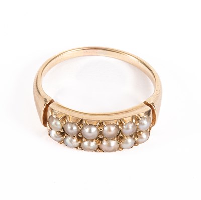 Lot 20 - A Victorian gold and pearl two-row ring