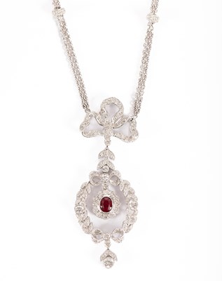 Lot 33 - A ruby and diamond pendant