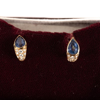 Lot 39 - A pair of sapphire and diamond earrings
