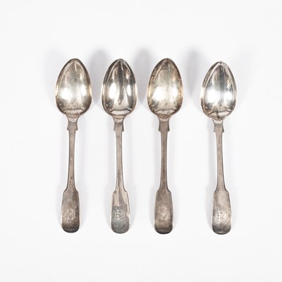 Lot 155 - A set of four provincial silver able spoons