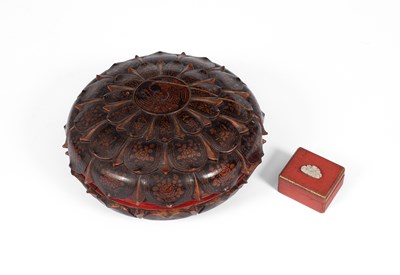 Lot 227 - An Asian lacquered box of lotus form