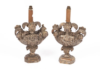 Lot 366 - A pair of silvered table lamps