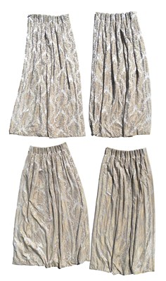 Lot 413 - Two pairs of champagne coloured damask curtains