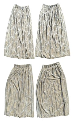 Lot 414 - Two pairs of champagne coloured damask curtains