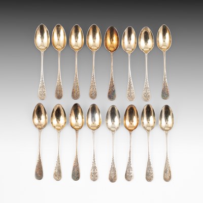 Lot 397 - A set of sixteen French silver-gilt teaspoons