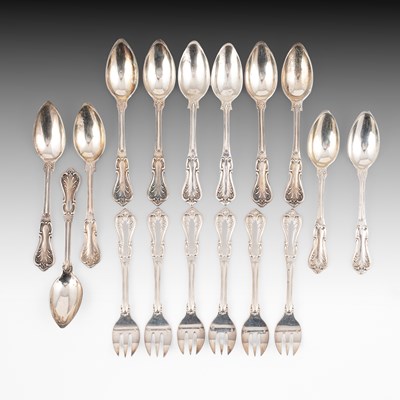 Lot 400 - A set of six French silver oyster forks