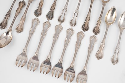 Lot 400 - A set of six French silver oyster forks