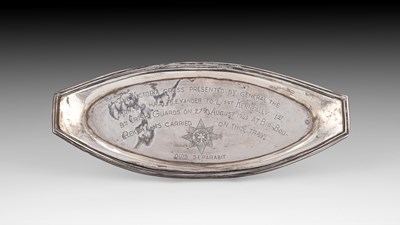 Lot 401 - Victoria Cross Interest: A white metal snuffers tray