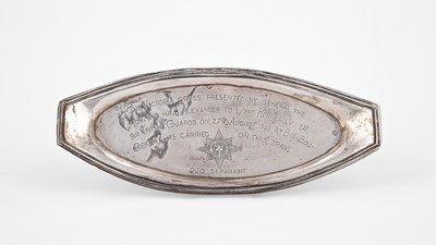 Lot 401 - Victoria Cross Interest: A white metal snuffers tray
