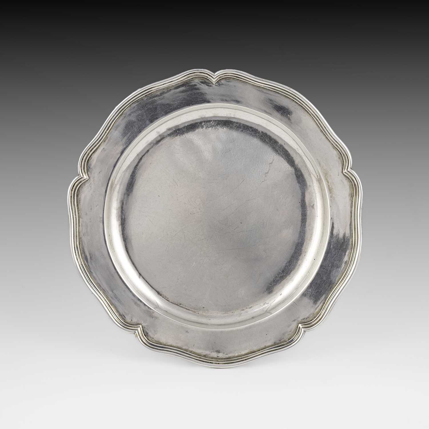 Lot 403 - A Continental white metal plate
