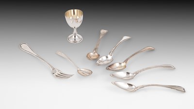 Lot 404 - A matched set of five Continental white metal spoons