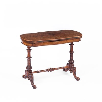 Lot 885 - A late Victorian walnut and burr-walnut card table