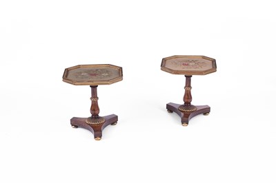 Lot 811 - A pair of small rosewood pedestal tables