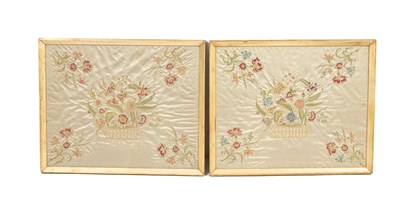 Lot 419 - A pair of 19th Century embroidered silk pictures