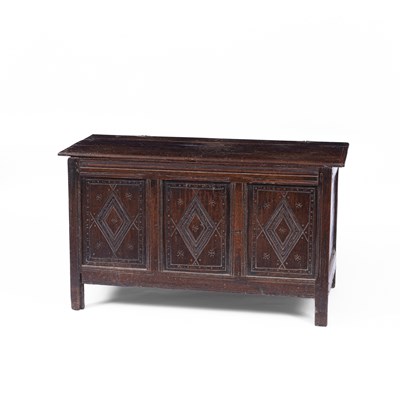 Lot 889 - A small oak panelled chest