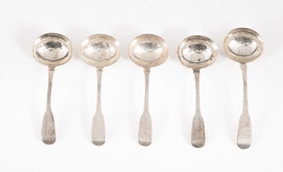 Lot 128 - A set of four George IV silver sauce ladles