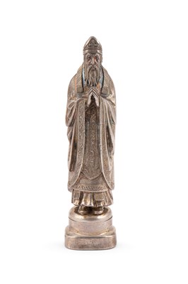 Lot 66 - A novelty white metal desk seal modelled as a Bishop