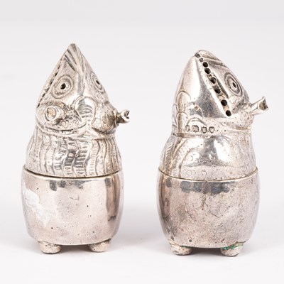 Lot 25 - A pair of Victorian novelty silver pepper pots