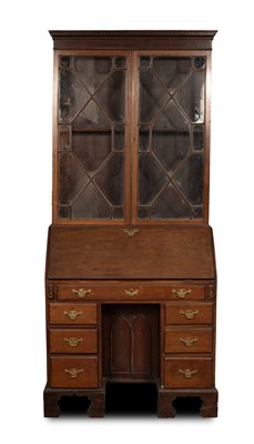 Lot 826 - A Georgian mahogany bureau bookcase