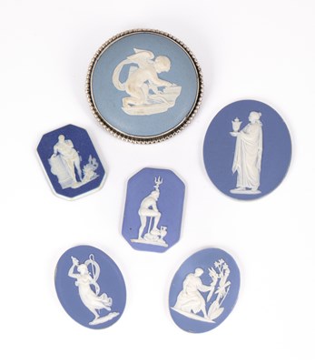 Lot 820 - Six blue Jasperware cameos