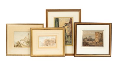 Lot 614 - Four watercolours of buildings