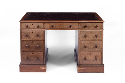 Lot 792 - A Victorian mahogany pedestal desk