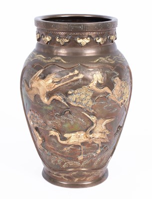 Lot 785 - A Japanese Meiji style bronze vase