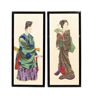 Lot 787 - Two Japanese silk paintings