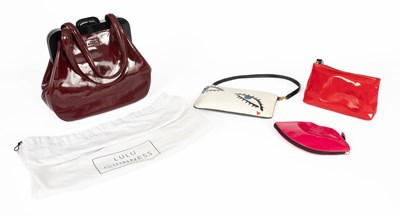 Lot 368 - A Lulu Guinness maroon patent Pollyanna handbag