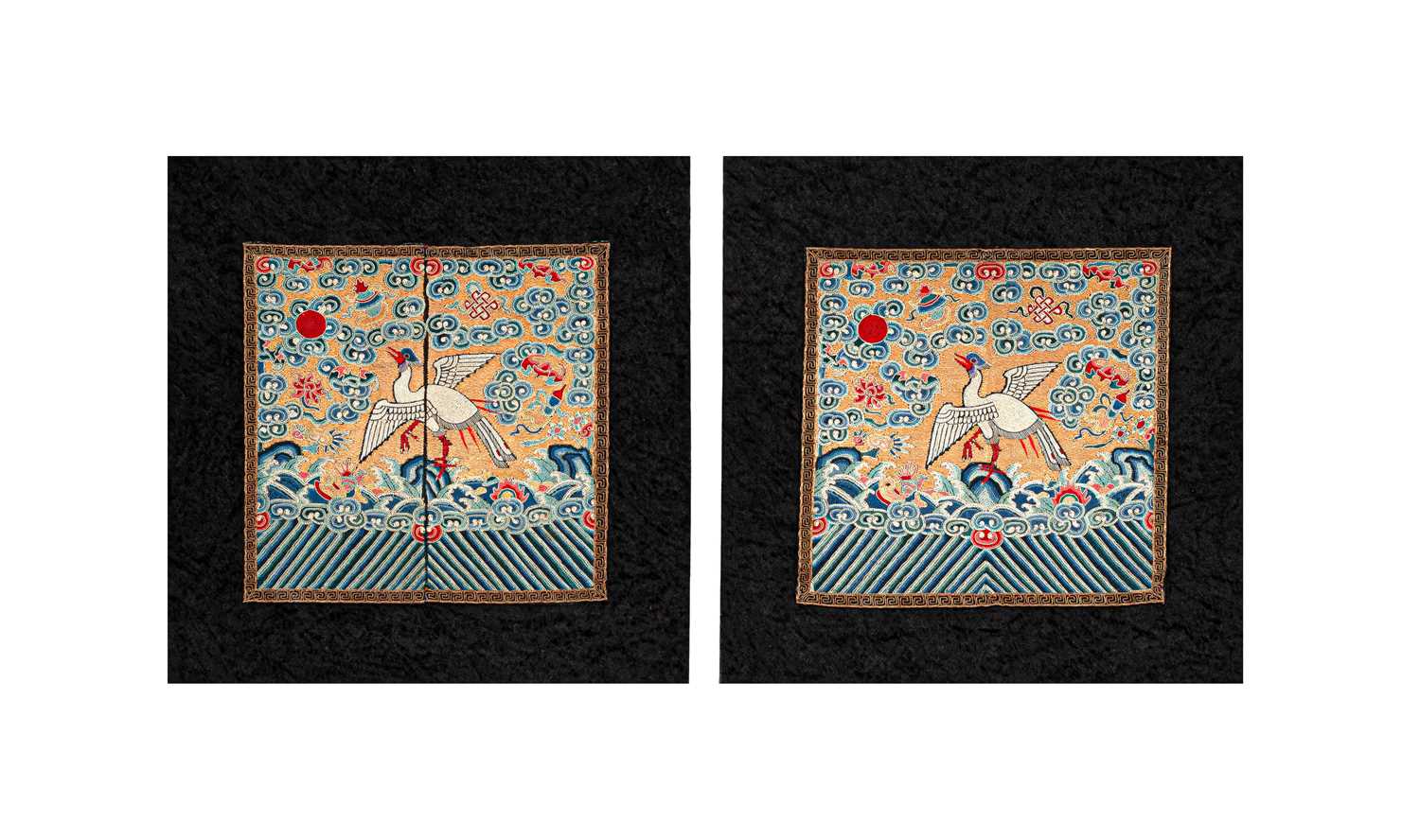 Lot 227 - A pair of Chinese embroidered rank badges