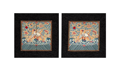 Lot A pair of Chinese embroidered rank badges