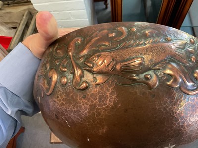 Lot 18 - A Newlyn pedestal copper rose bowl