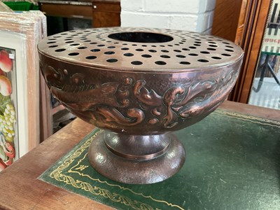 Lot 18 - A Newlyn pedestal copper rose bowl