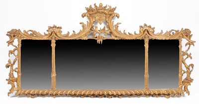 Lot 294 - A Chippendale style giltwood triple-plate overmantel mirror