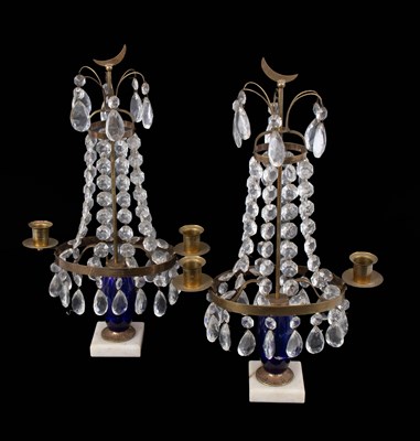 Lot 895 - A pair of Gustavian style candle lustres