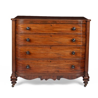 Lot 301 - A late Regency mahogany bowfronted chest of drawers